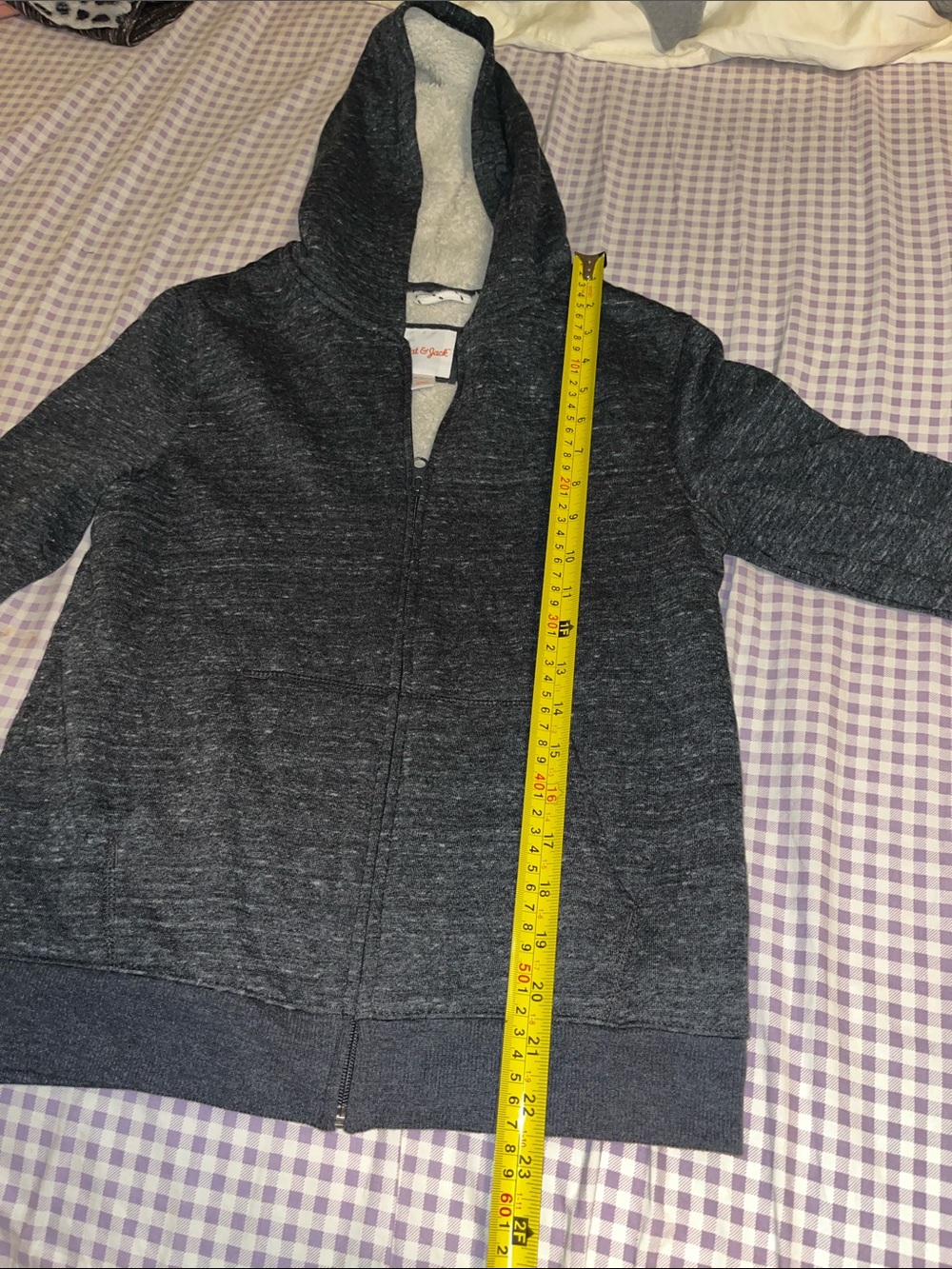 Cat & Jack Heathered Charcoal Hooded Zip Jacket